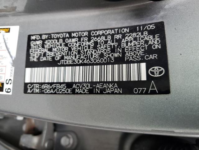 JTDBE30K463060013 | 2006 Toyota camry le