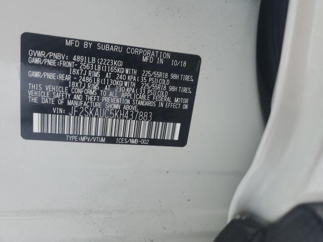 JF2SKAUC5KH437883 | 2019 SUBARU FORESTER L