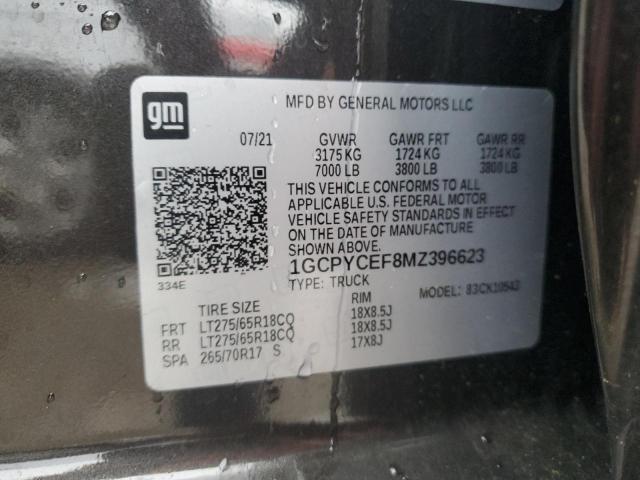 2021 CHEVROLET SILVERADO 1GCPYCEF8MZ396623