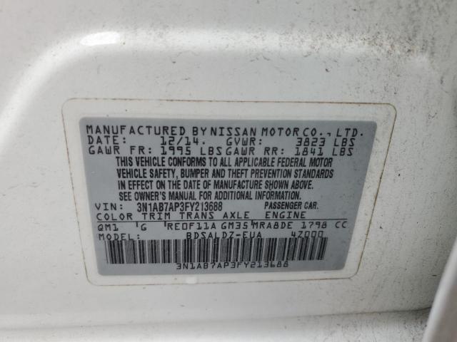 3N1AB7AP3FY213688 | 2015 NISSAN SENTRA S