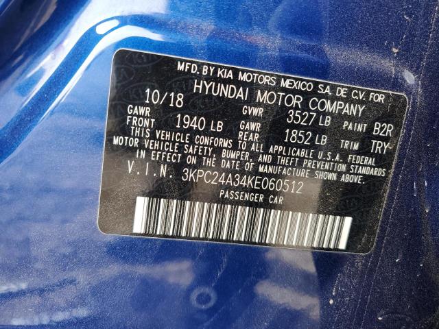 Image 12 of 2019 Hyundai Accent salvage vehicle - Lot #38036344 at Copart