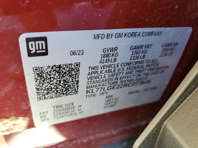 2024 CHEVROLET TRAX 1RS KL77LGE22RC073646