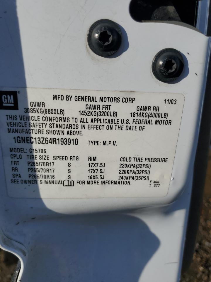 1GNEC13Z64R193910 2004 Chevrolet Tahoe C1500