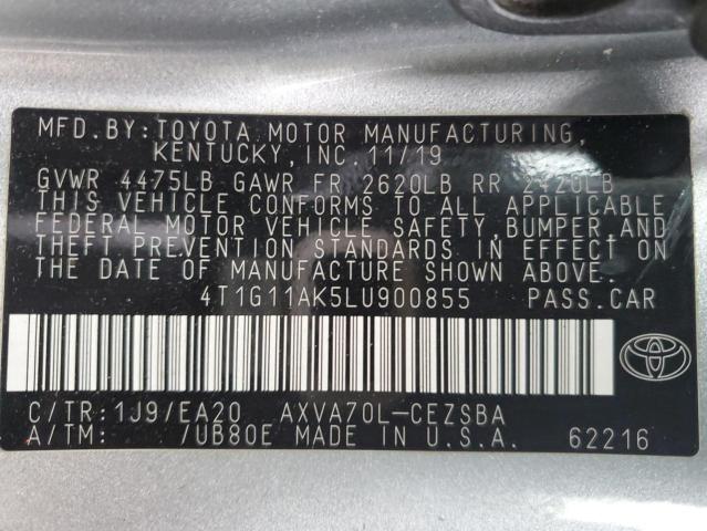 4T1G11AK5LU900855 | 2020 Toyota camry se