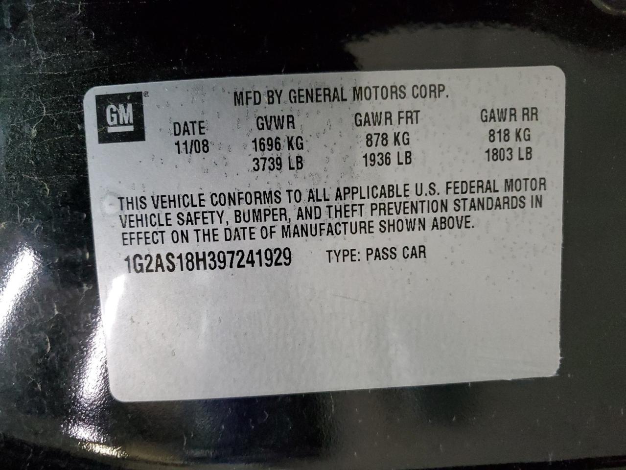 1G2AS18H397241929 2009 Pontiac G5