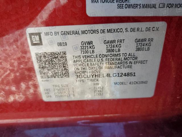 3GCUYHEL4LG124851 | 2020 CHEVROLET SILVERADO