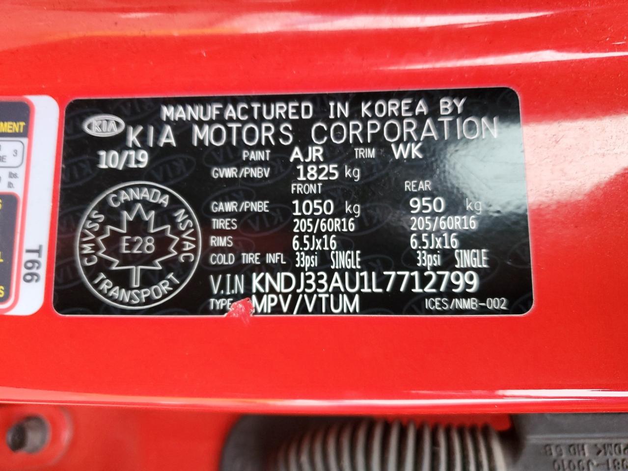 KNDJ33AU1L7712799 2020 Kia Soul Ex