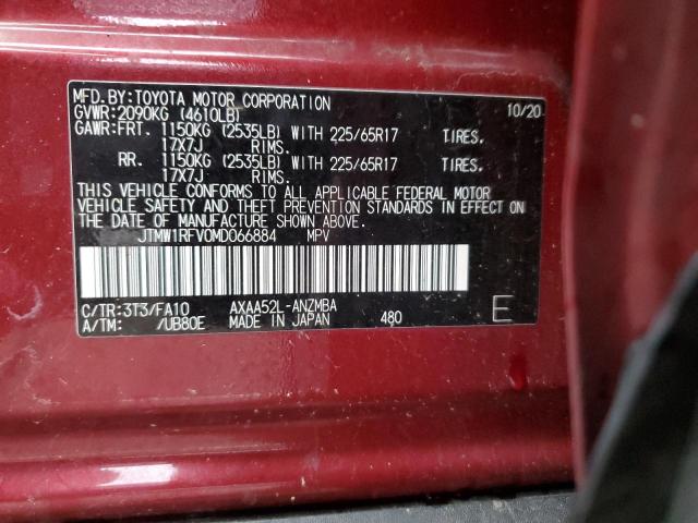 JTMW1RFV0MD066884 | 2021 TOYOTA RAV4 XLE