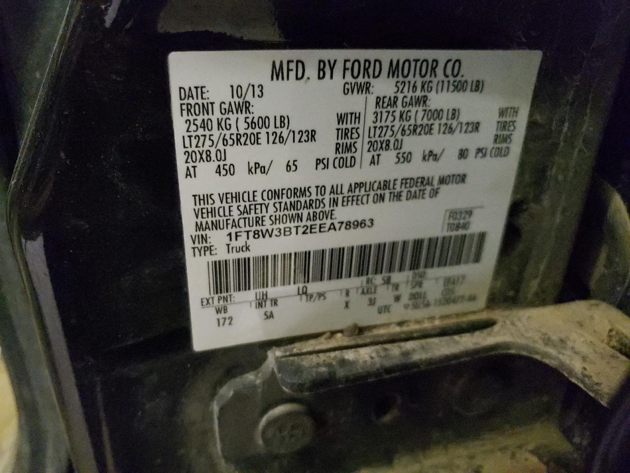 1FT8W3BT2EEA78963 2014 Ford F350 Super Duty