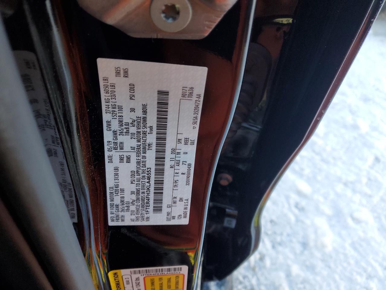 1FTER4FH3KLA46553 FORD RANGER LAR 2019