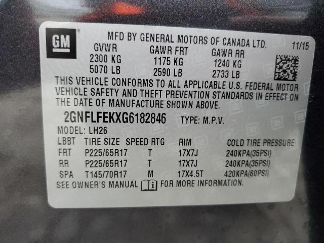 2GNFLFEKXG6182846 | 2016 CHEVROLET EQUINOX LT