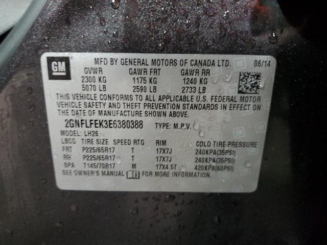 2GNFLFEK3E6380388 | 2014 CHEVROLET EQUINOX LT