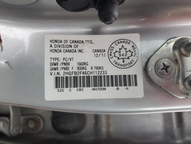 2012 Honda Civic Lx VIN: 2HGFB2F46CH112233 Lot: 49404534