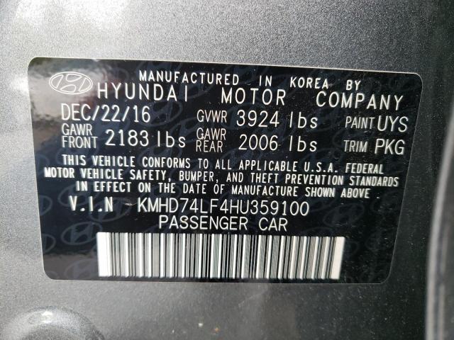 KMHD74LF4HU359100 | 2017 HYUNDAI ELANTRA SE