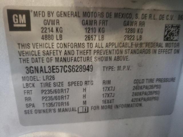 2012 Chevrolet Captiva Sport VIN: 3GNAL3E57CS628949 Lot: 37072164