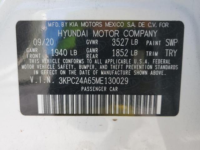 2021 Hyundai Accent Se VIN: 3KPC24A65ME130029 Lot: 39375814