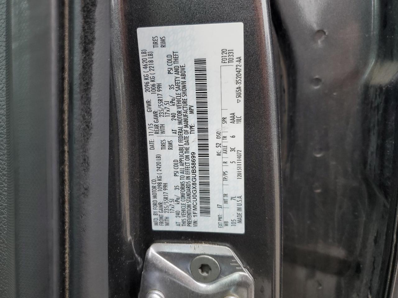 1FMCU0GX8GUB58699 FORD ESCAPE 2016