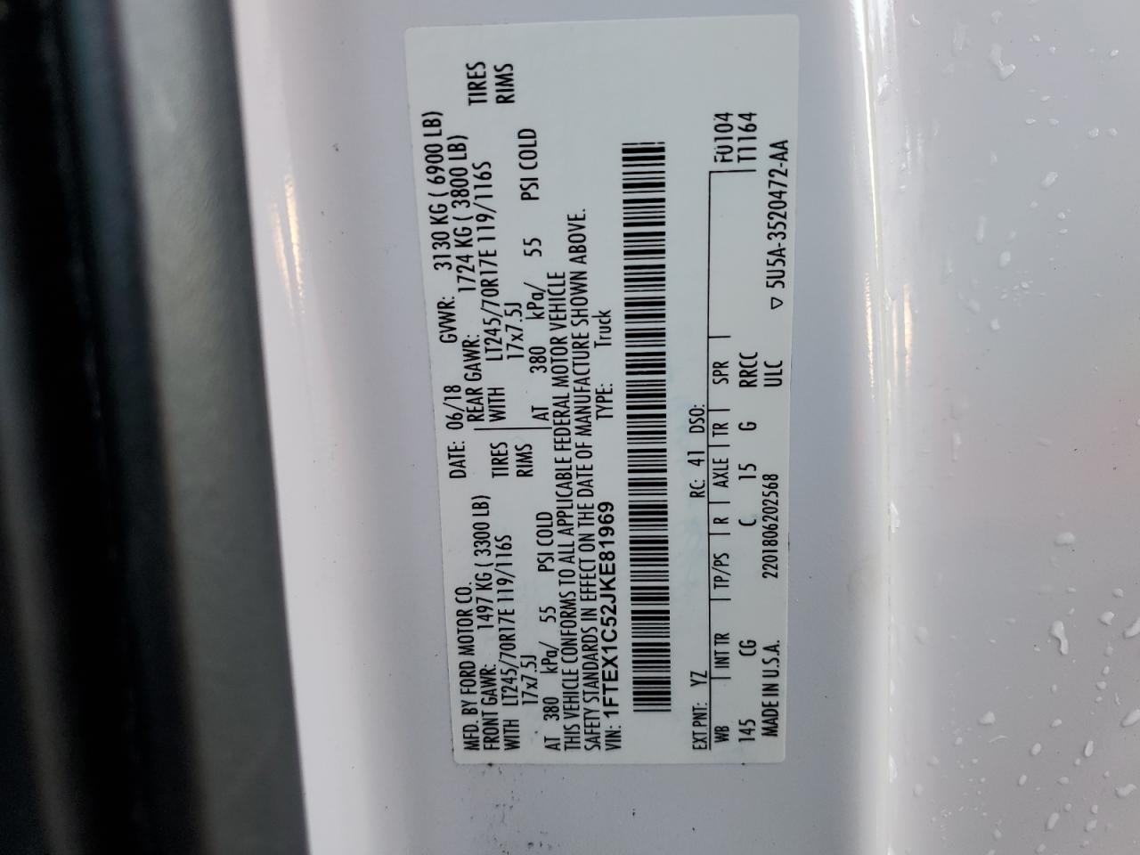 1FTEX1C52JKE81969 FORD F-150 2018