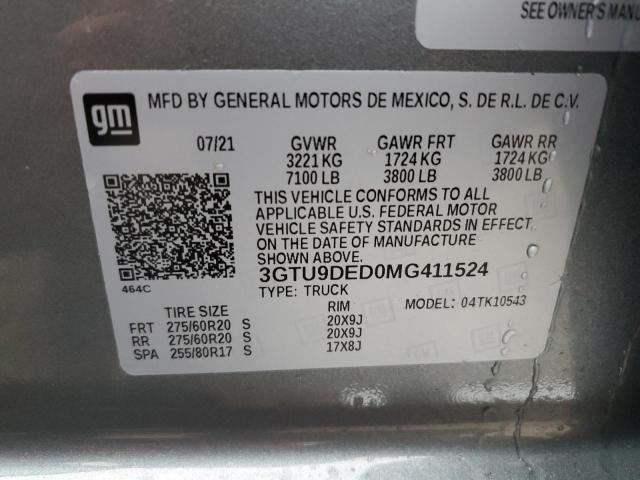 3GTU9DED0MG411524 | 2021 GM c sierra k1500 slt