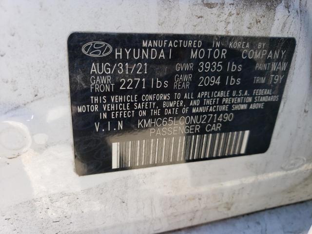 2022 HYUNDAI IONIQ BLUE - KMHC65LC0NU271490