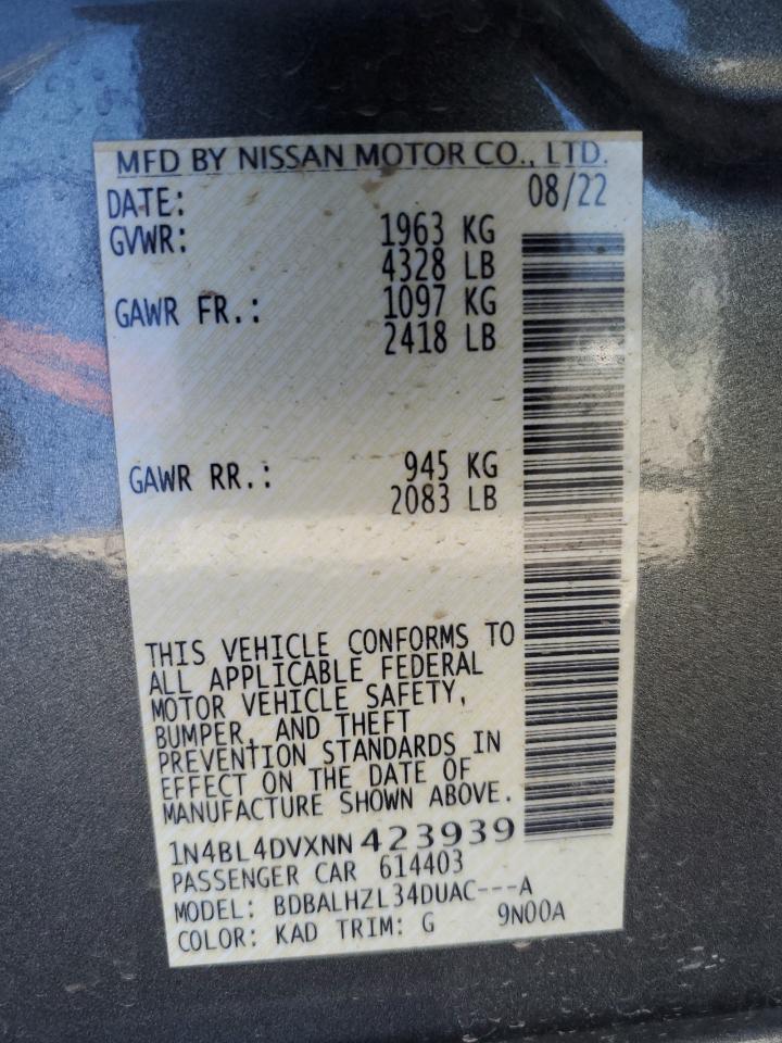 1N4BL4DVXNN423939 NISSAN ALTIMA 2022