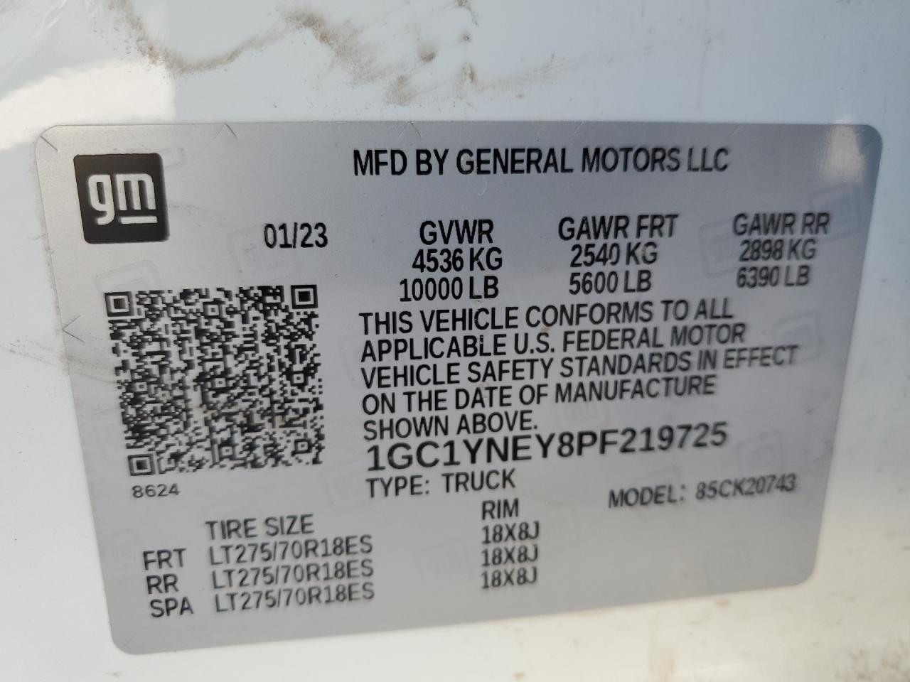 VIN: 1GC1YNEY8PF219725 2023 CHEVROLET ALL Models