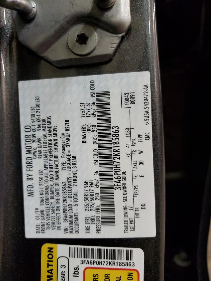 3FA6P0H72KR185863 FORD FUSION 2019