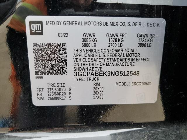 3GCPABEK3NG512548 | 2022 CHEVROLET SILVERADO