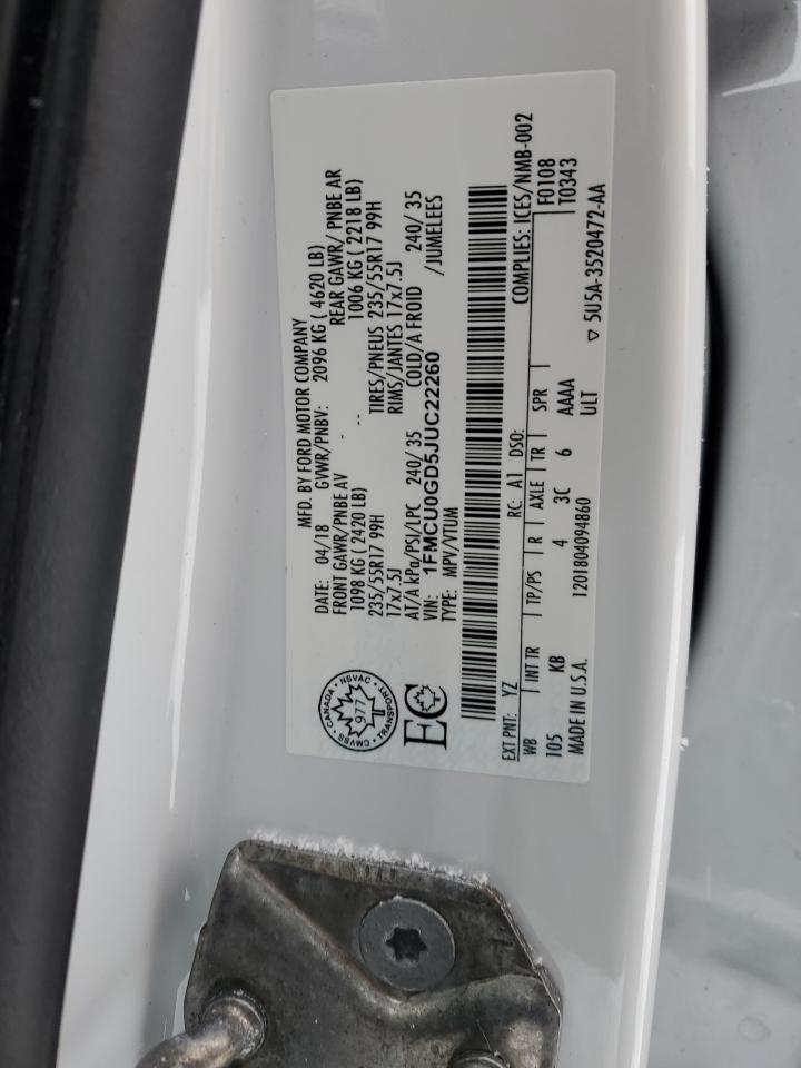 1FMCU0GD5JUC22260 FORD ESCAPE 2018