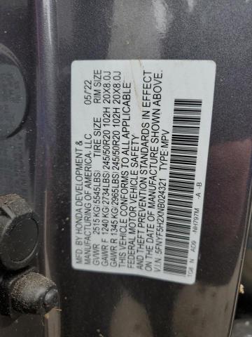 2022 HONDA PILOT SE 5FNYF5H2XNB024321