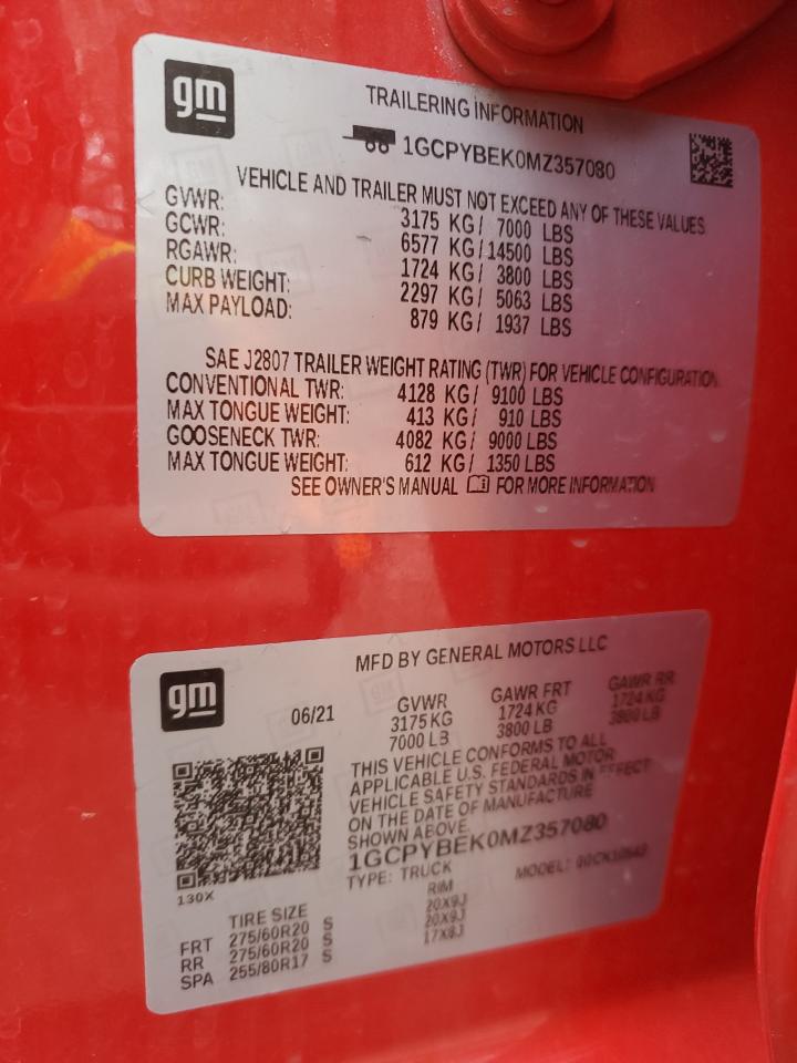 1GCPYBEK0MZ357080 CHEVROLET ALL Models 2021