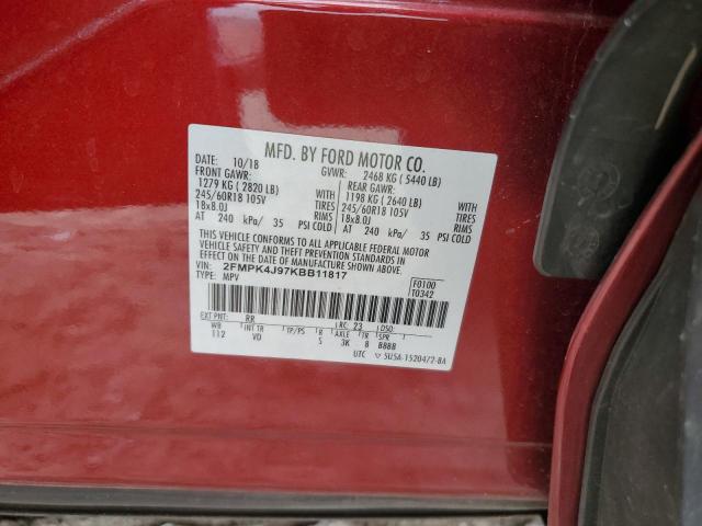 2FMPK4J97KBB11817 2019 FORD EDGE, photo no. 13