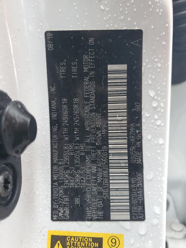 5TDJZRFHXJS560019 TOYOTA HIGHLANDER 2018
