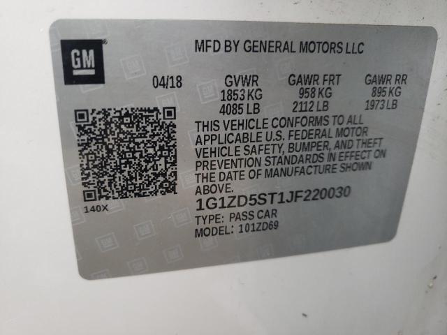 2018 CHEVROLET MALIBU LT - 1G1ZD5ST1JF220030
