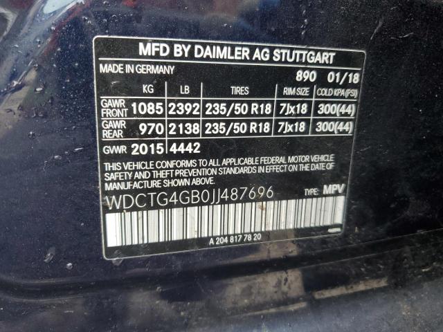 VIN WDCTG4GB0JJ487696 2018 Mercedes-Benz GLA-Class,... no.12