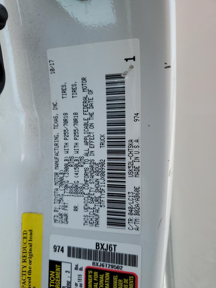 5TFTY5F11JX009902 TOYOTA TUNDRA 2018