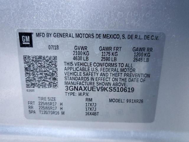 3GNAXUEV9KS510619 | 2019 CHEVROLET EQUINOX LT