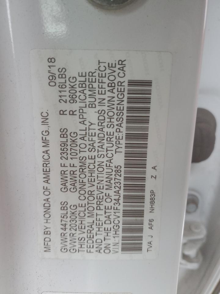 1HGCV1F34JA237285 HONDA ACCORD 2018