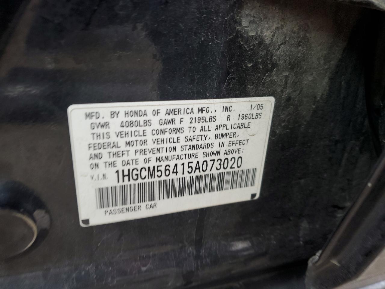 1HGCM56415A073020 2005 Honda Accord Lx