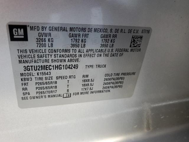 3GTU2MEC1HG104249 | 2017 GMC SIERRA K15