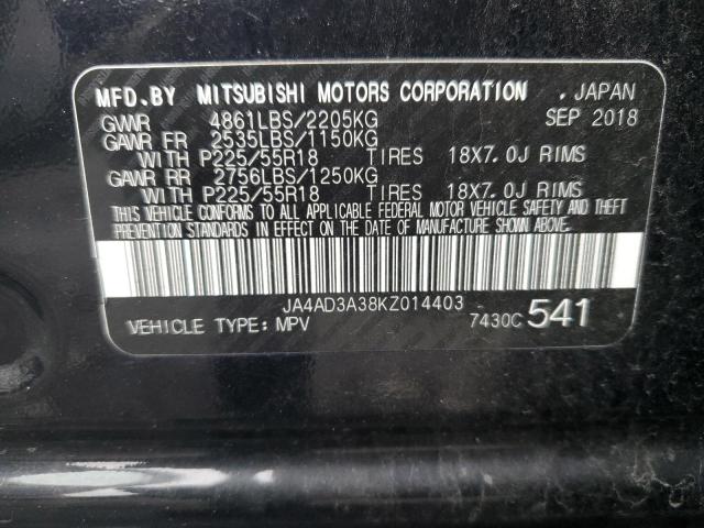 VIN JA4AD3A38KZ014403 2019 MITSUBISHI OUTLANDER no.13