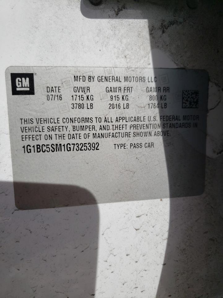 1G1BC5SM1G7325392 CHEVROLET CRUZE 2016