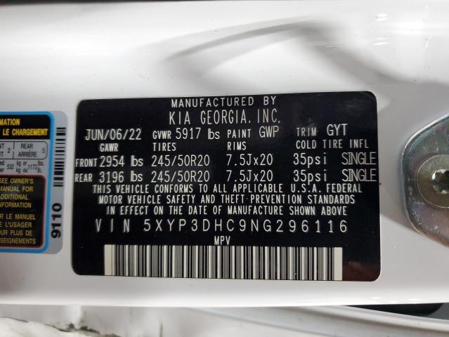 2022 KIA TELLURIDE 5XYP3DHC9NG296116