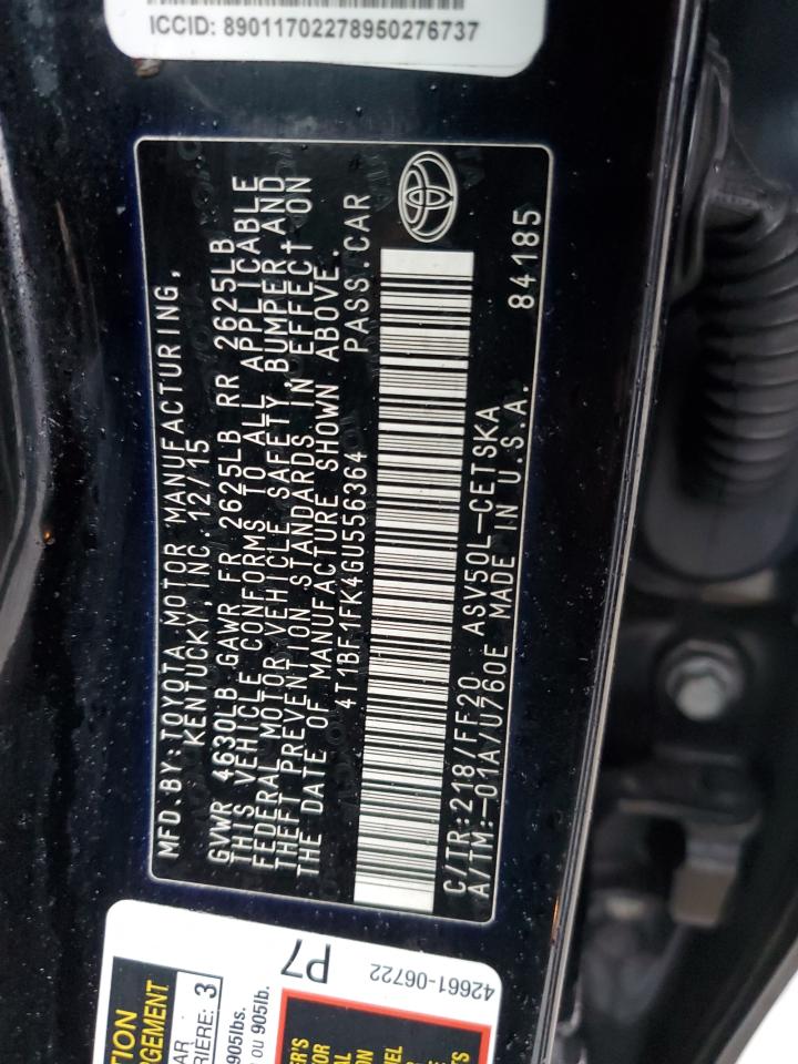 4T1BF1FK4GU556364 TOYOTA CAMRY 2016