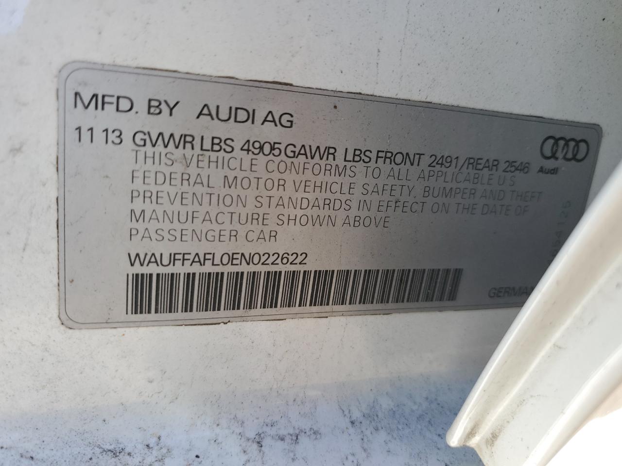 WAUFFAFL0EN022622 2014 Audi A4 Premium Plus