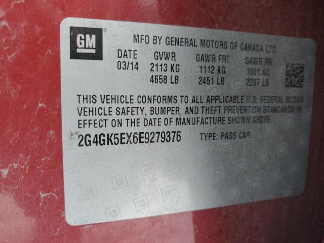 2G4GK5EX6E9279376 | 2014 BUICK REGAL