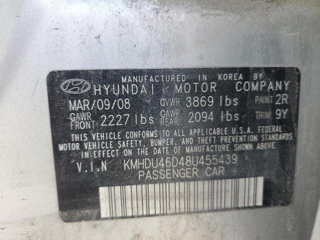 2008 Hyundai Elantra Gls VIN: KMHDU46D48U455439 Lot: 82226943