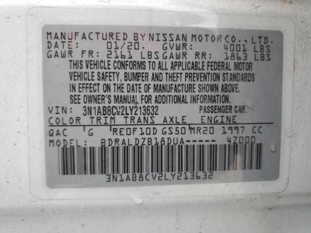 3N1AB8CV2LY213632 | 2020 NISSAN SENTRA SV