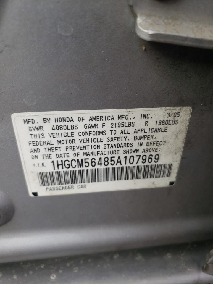 1HGCM56485A107969 2005 Honda Accord Lx