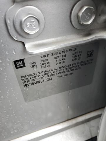 2015 Chevrolet Impala Lt VIN: 1G1125S30FU115274 Lot: 36933374